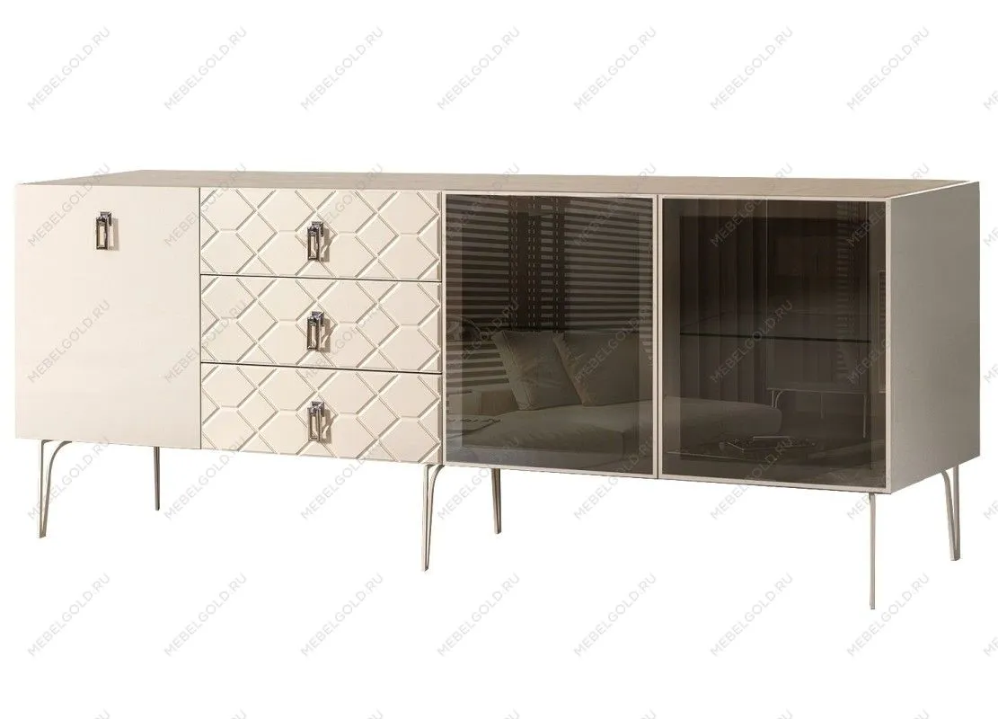 Комод 2.1м Bogemia Farfalle (Слоновая кость) (Novabuk/Хром) БМКМ-5(Fa)[5][10]