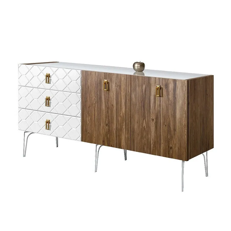 Комод 1.6м Bogemia Woodline Wood Fa (Белый) (Lakobel/Золото) БМКМ-4