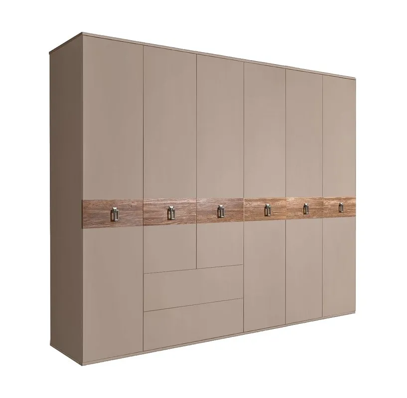 Шкаф 6-ти дверный с ящиками, Bogemia Wood Fa (Мокка/Хром) БМШ2/61(Wo)