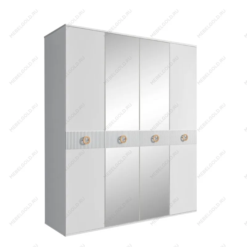 Шкаф 4-х дв. с зеркалами Bogemia Fillini (Белый/Золото) БМШ1/4(Fi)