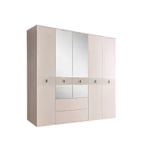 Шкаф 5-ти дверный с зеркалом, с ящиками Римини СОЛО (Бежевый/Серебро) РМШ1/51(s)