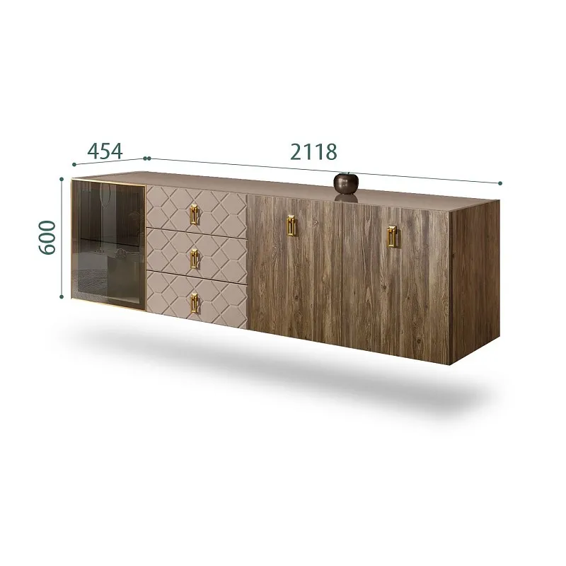 Комод 2.1м Bogemia Woodline Fly Wood Fa (Мокка) (Lakobel/Золото) БМКМ-5[4]
