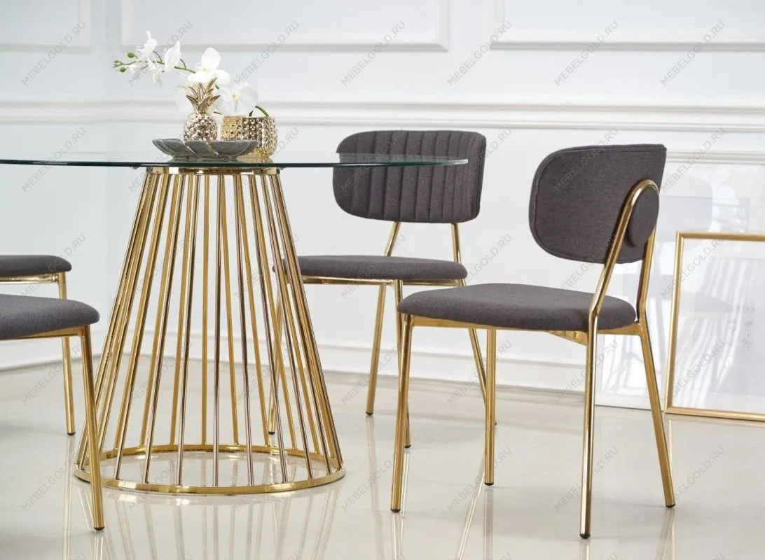 Стол обеденный Halmar LIVERPOOL (прозрачный/золотой) | изображение 5