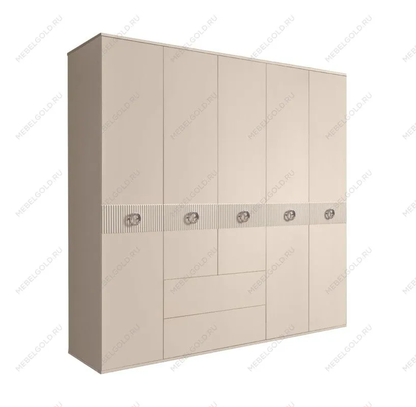 Шкаф 5-ти дверный с ящиками, Bogemia Fillini (Ваниль/Хром) БМШ2/51(Fi)