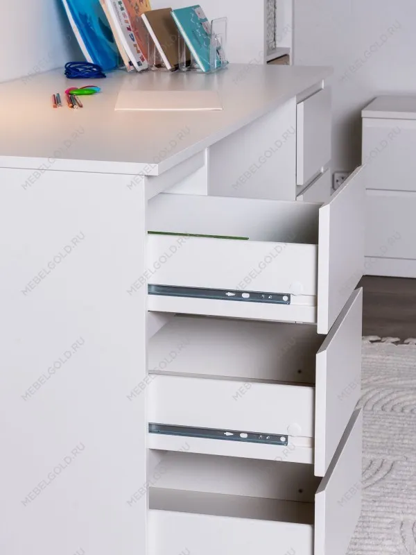 Стол письменный Кастор, 6 ящиков, 151х65х75 см, белый | изображение 4