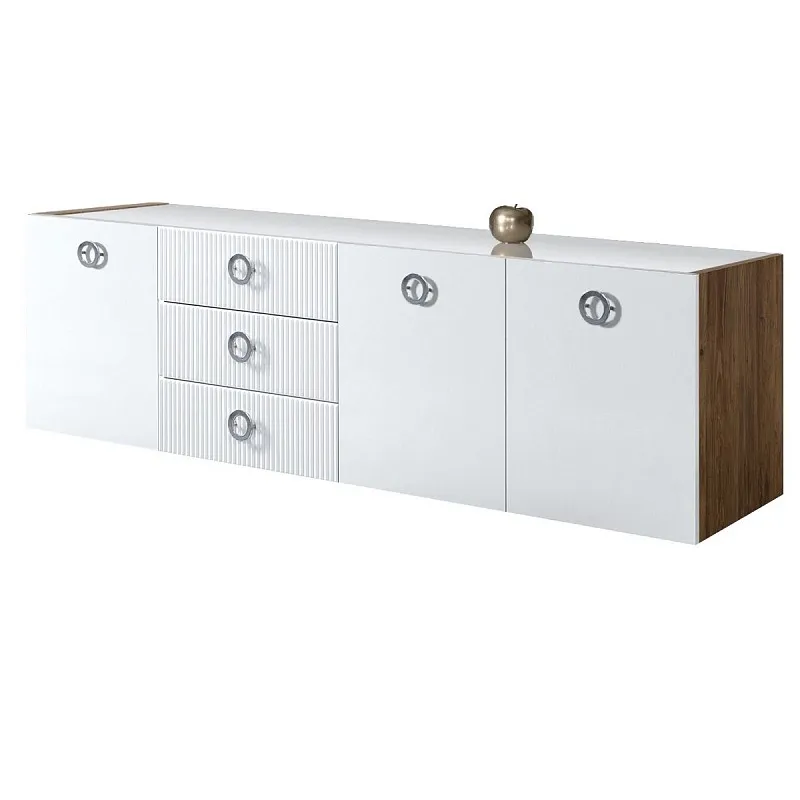 Комод 2.1м Bogemia Woodline Fly Fi (Белый) (Lakobel/Хром) БМКМ-5