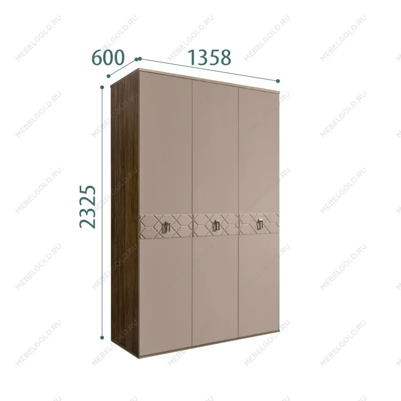 Шкаф 3-х дверный Bogemia Woodline Fa (Мокка/Хром) БМШ2/3