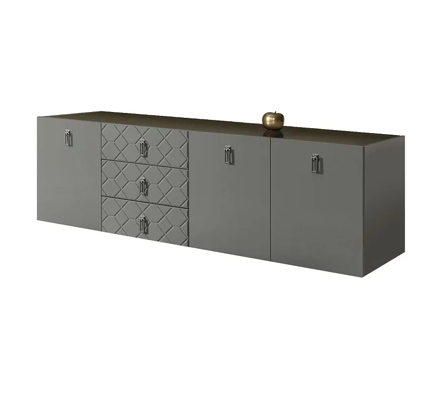 Комод 2.1м Bogemia Fly Farfalle (Серый) (Lakobel/Хром) БМКМ-5