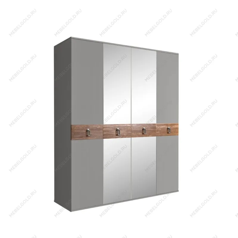 Шкаф 4-х дв. с зеркалами Bogemia Wood Fa (Серый/Хром) БМШ1/4(Wo)