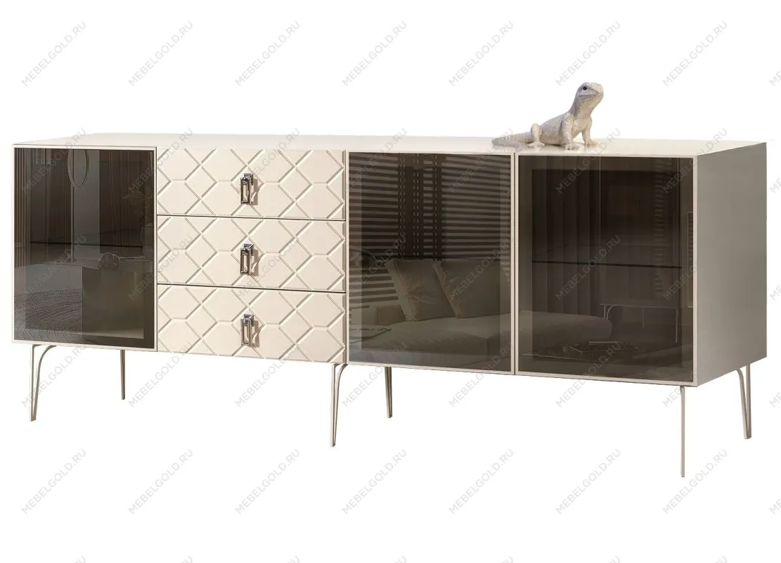 Комод 2.1м Bogemia Farfalle (Слоновая кость) (Lakobel/Хром) БМКМ-5(Fa)[5]