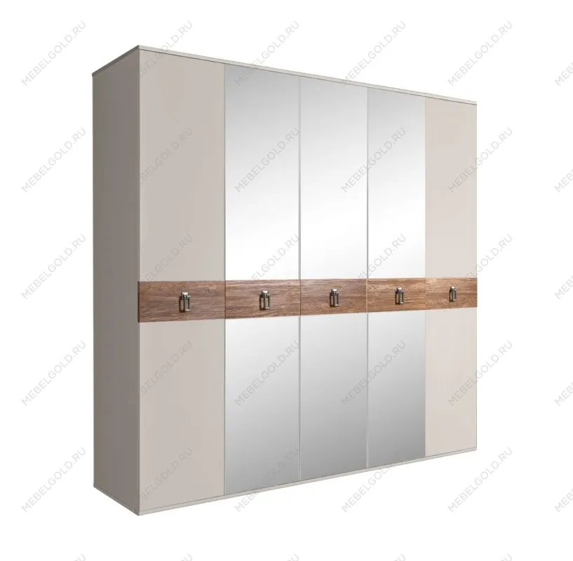 Шкаф 5-ти дв. с зеркалами Bogemia Wood Fa (Шелк/Хром) БМШ1/5(Wo)
