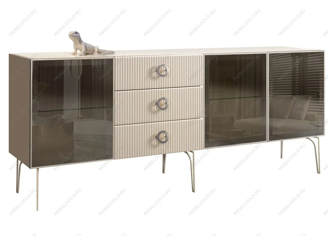 Комод 2.1м Bogemia Fillini (Слоновая кость) (Lakobel/Хром) БМКМ-5(Fi)[5]