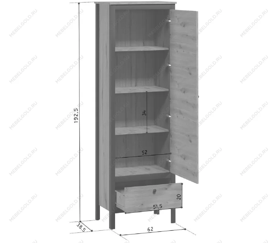 Шкаф Лофт REG1D1S | изображение 6