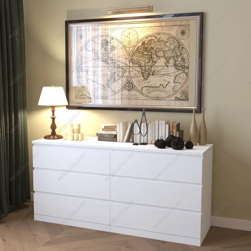 Комод Варма Прайм, 6 ящиков, горизонтальный, 160х77х48 см, эмаль, белый | изображение 8