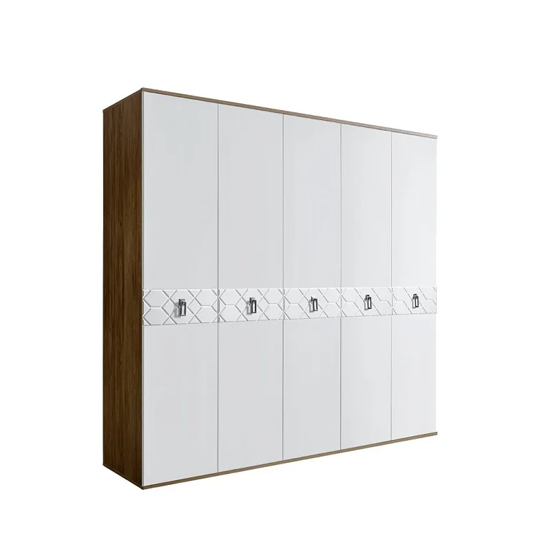 Шкаф 5-ти дв. Bogemia Woodline Fa (Белый/Хром) БМШ2/5(Fa)