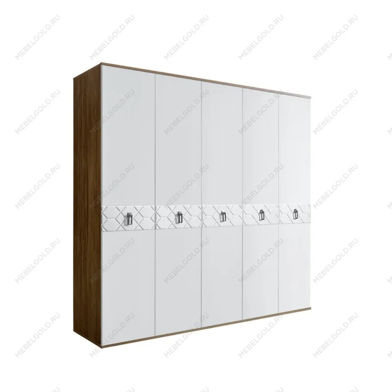 Шкаф 5-ти дв. Bogemia Woodline Fa (Белый/Хром) БМШ2/5(Fa)
