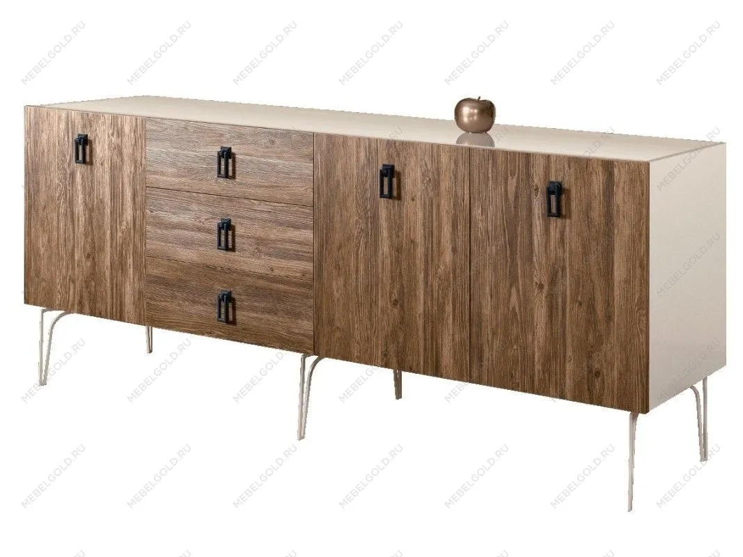 Комод 2.1м Bogemia Wood Fa (Слоновая кость) (Lakobel/Черный) БМКМ-5(Wo)