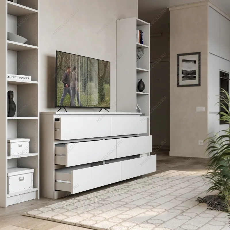 Стеллаж Варма, 6 полок, 38х198х28 см, белый | изображение 3