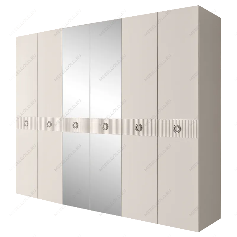 Шкаф 6-ти дв. с зеркалами Bogemia Fillini (Слоновая кость/Хром) БМШ1/6(Fi)