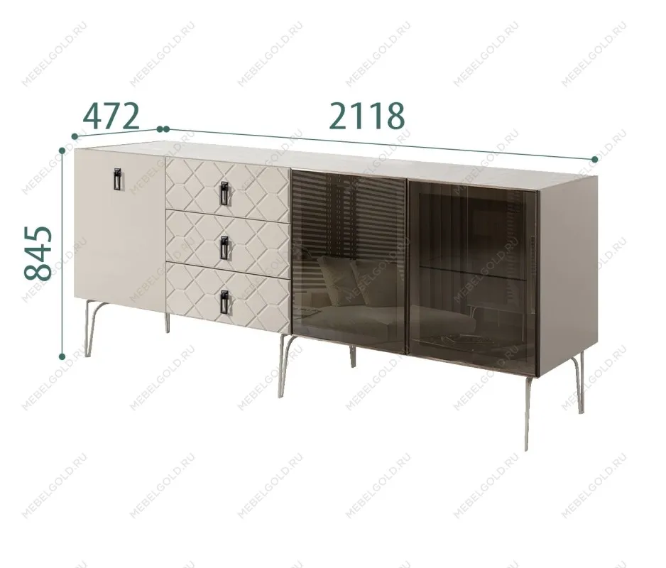 Комод 2.1м Bogemia Farfalle (Шелк) (Novabuk/Черный) БМКМ-5(Fa)[5][10]