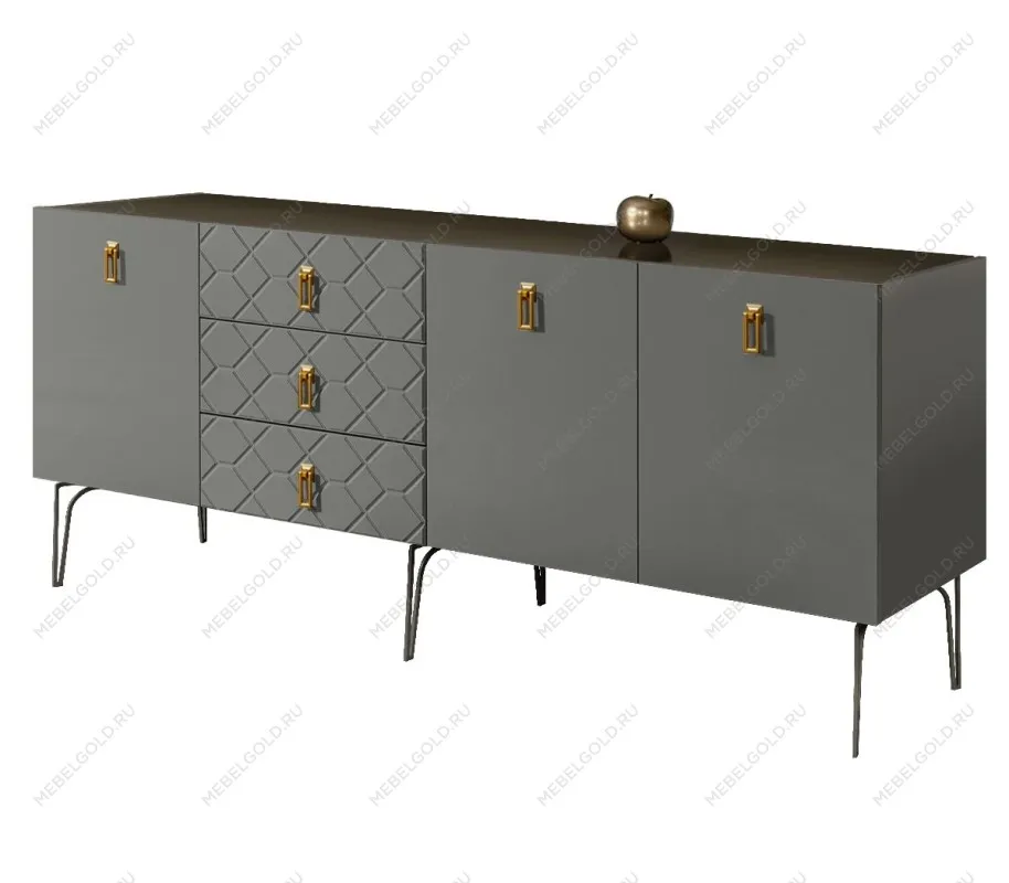 Комод 2.1м Bogemia Farfalle (Серый) (Lakobel/Золото) БМКМ-5(Fa)
