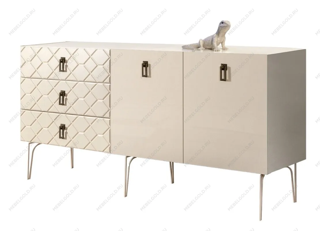 Комод 1.6м Bogemia Farfalle (Слоновая кость) (Lakobel/Черный) БМКМ-4(Fa)