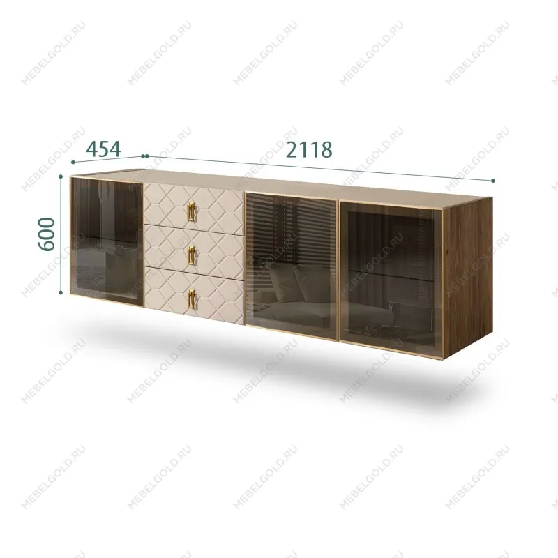 Комод 2.1м Bogemia Woodline Fly Fa (Ваниль) (Novabuk/Золото) БМКМ-5[5]