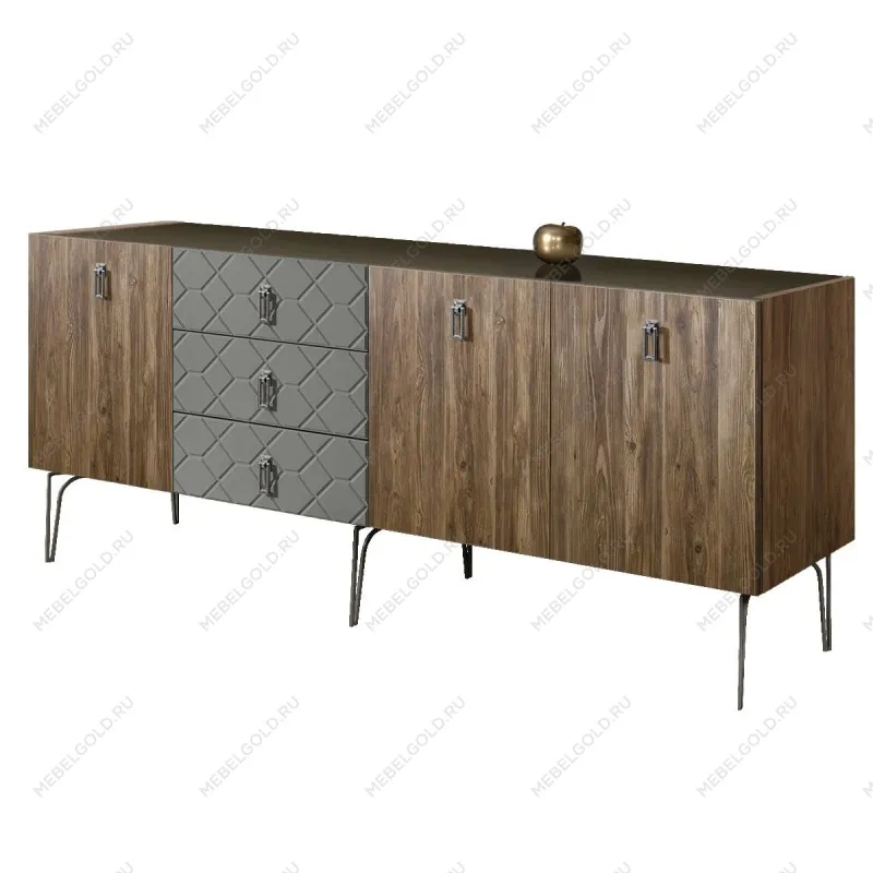 Комод 2.1м Bogemia Woodline Wood Fa (Серый) (Lakobel/Хром) БМКМ-5