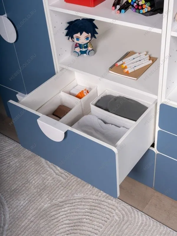 Стеллаж Пикси, с двумя выдвижными ящиками 60x57x180, озорной василек | изображение 4