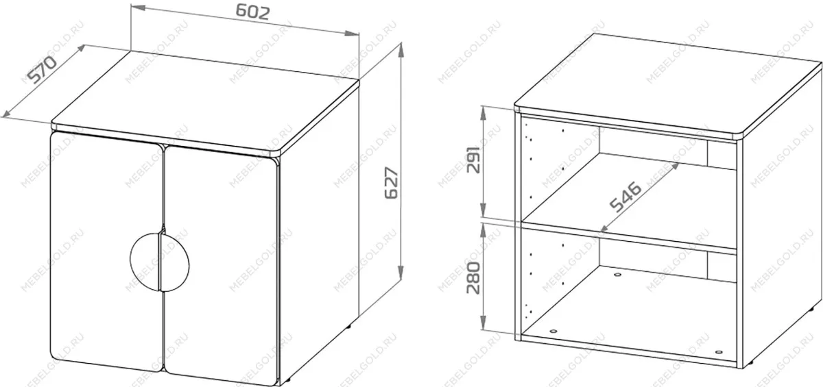 Шкаф Пикси распашной, с двумя дверьми и полкой 60x57x60, мечтательный пион | изображение 7