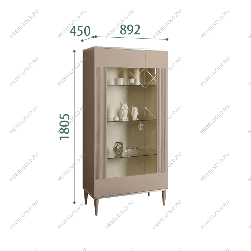 Витрина 2-ств. Римини СОЛО (Мокка/Серебро) (Левая) РМВ2-2С(s)