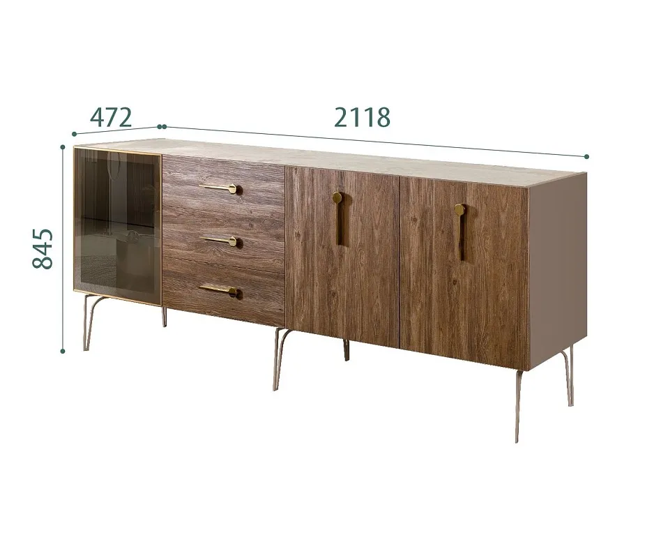 Комод 2.1м Bogemia Wood Wo (Мокка) (Novabuk/Золото) БМКМ-5(Wo)[4]