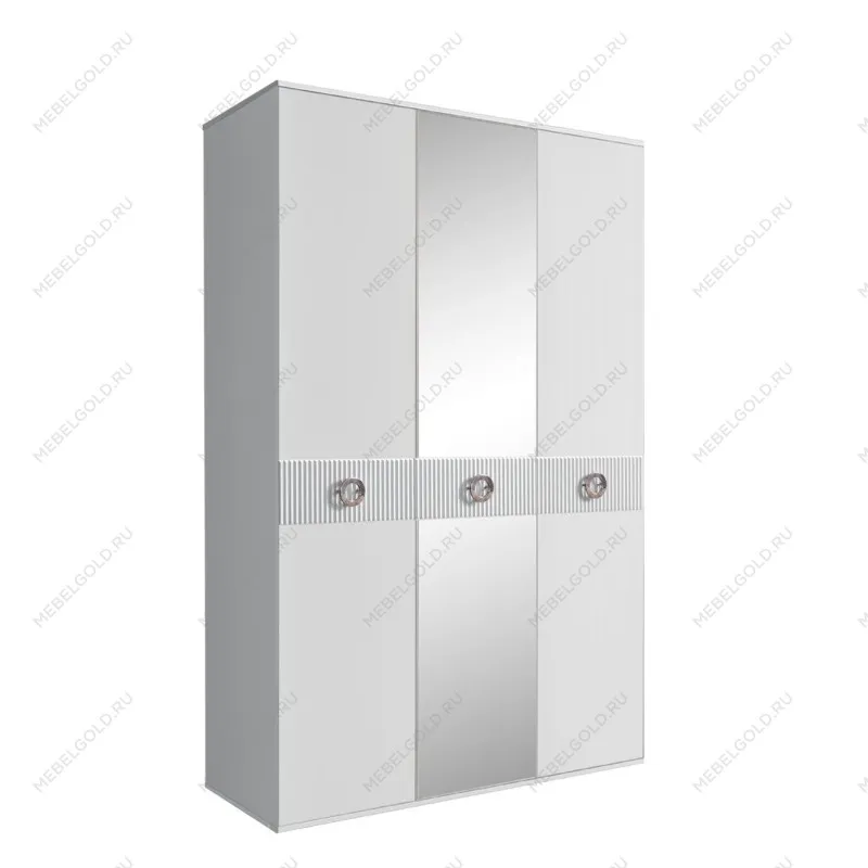 Шкаф 3-х дверный с зеркалом Bogemia Fillini (Белый/Хром) БМШ1/3(Fi)