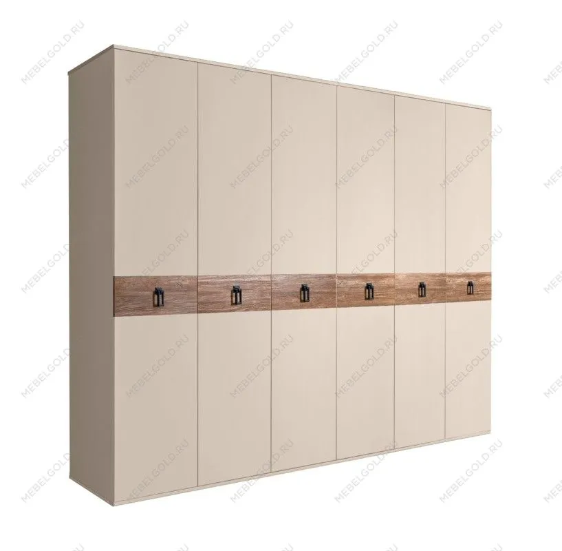 Шкаф 6-ти дв. Bogemia Wood Fa (Ваниль/Черный) БМШ2/6(Wo)
