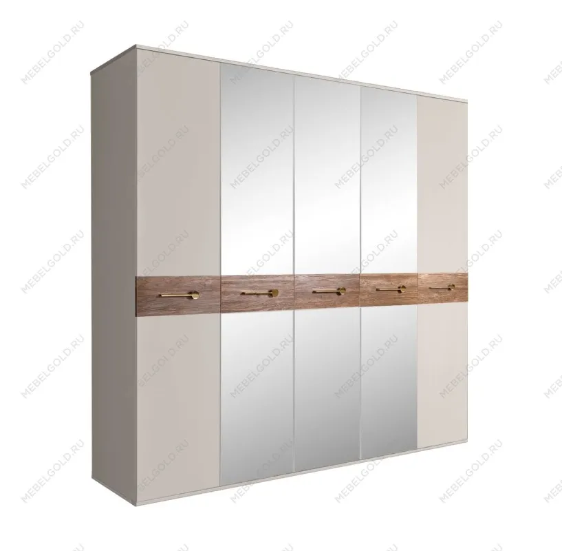 Шкаф 5-ти дв. с зеркалами Bogemia Wood Wo (Шелк/Золото) БМШ1/5(Wo)