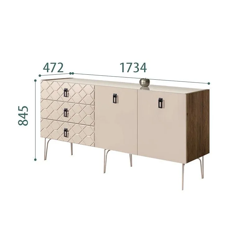 Комод 1.6м Bogemia Woodline Fa (Ваниль) (Lakobel/Черный) БМКМ-4