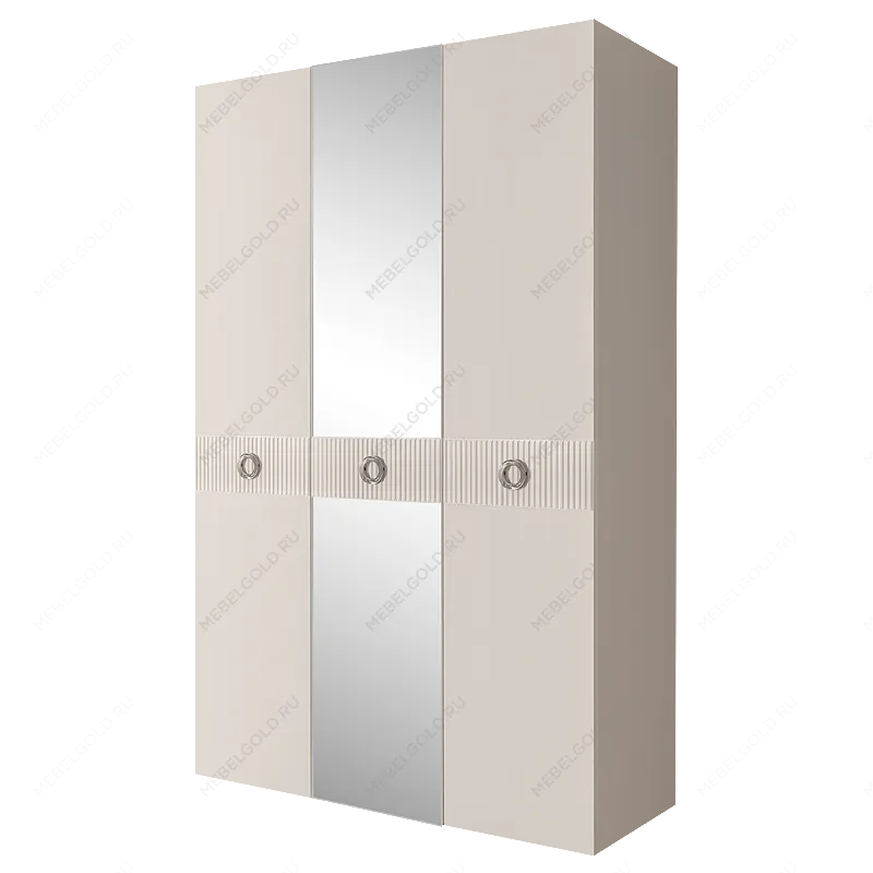 Шкаф 3-х дверный с зеркалом Bogemia Fillini (Слоновая кость/Хром) БМШ1/3(Fi)