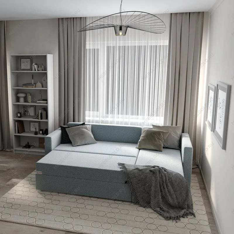 Диван-кровать ВАЛО, 230х91х72 см, короткий подлокотник, мятно-серый | изображение 1