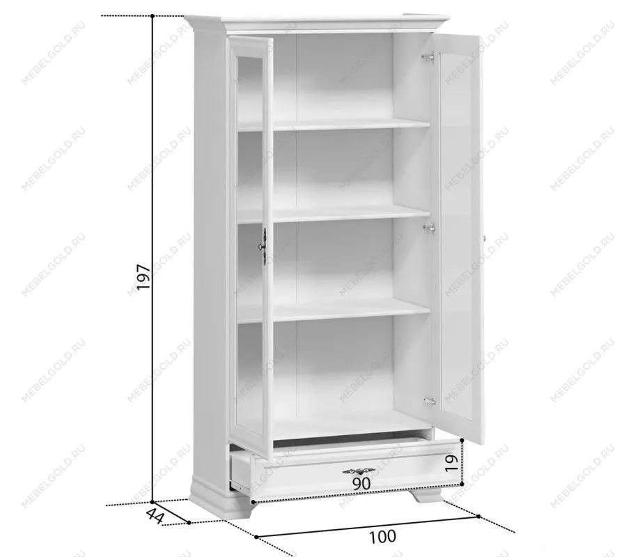 Шкаф с витриной Кентаки REG2W1S белый - Выставка Балашиха | изображение 6