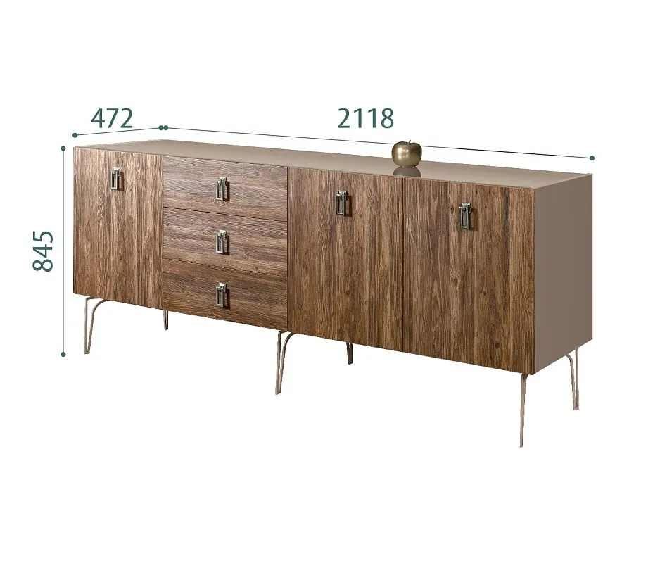 Комод 2.1м Bogemia Wood Fa (Мокка) (Lakobel/Хром) БМКМ-5(Wo)