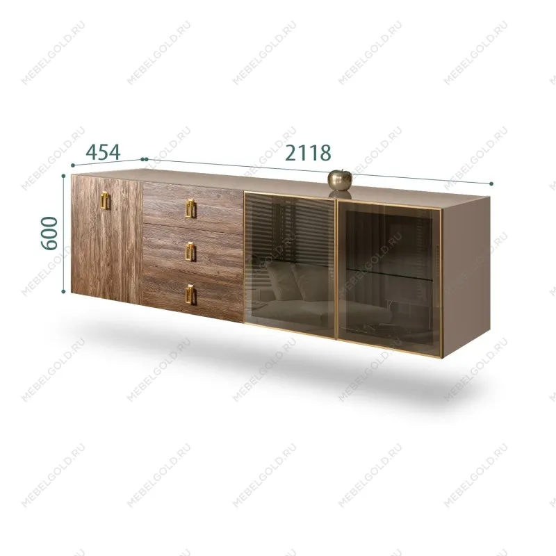 Комод 2.1м Bogemia Fly Wood Fa (Мокка) (Lakobel/Золото) БМКМ-5[5][10]