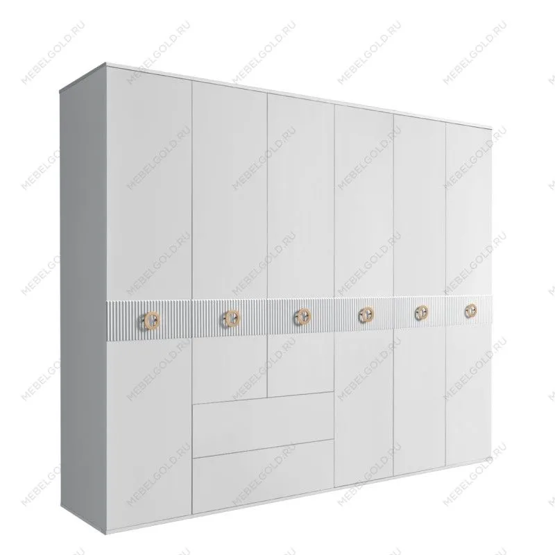 Шкаф 6-ти дверный с ящиками, Bogemia Fillini (Белый/Золото) БМШ2/61(Fi)