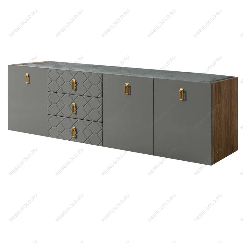 Комод 2.1м Bogemia Woodline Fly Fa (Серый) (Novabuk/Золото) БМКМ-5