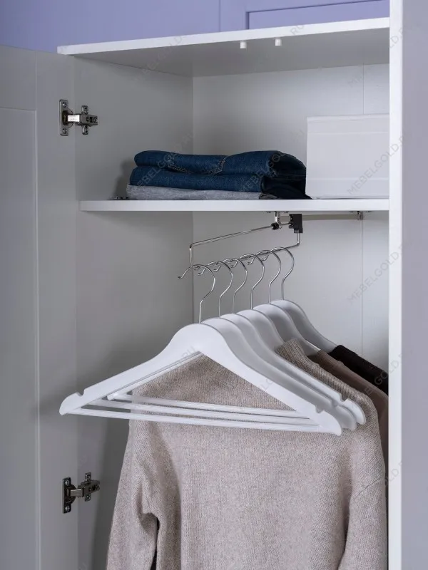 Шкаф Сириус узкий, с выдвижной вешалкой, 2 двери и 1 ящик, 78х41х190 см, белый | изображение 7