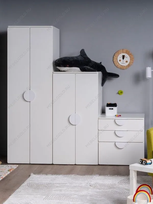 Шкаф распашной Пикси, с двумя дверьми и тремя полками 60х57х120, белый (робкий подснежник) | изображение 4