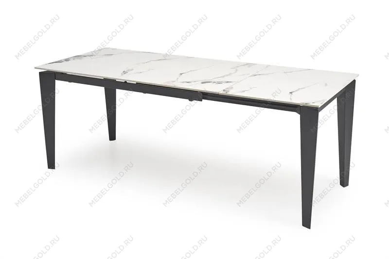 Стол обеденный Halmar FELIX раскладной (белый мрамор/черный) | изображение 2