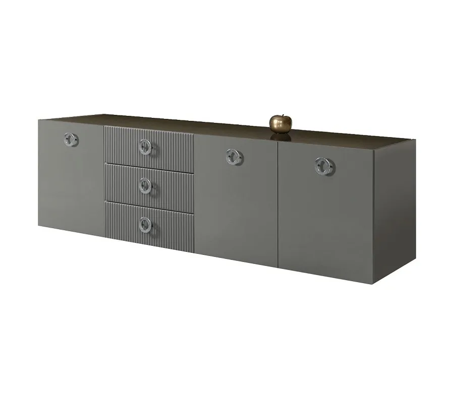 Комод 2.1м Bogemia Fly Fillini (Серый) (Lakobel/Хром) БМКМ-5