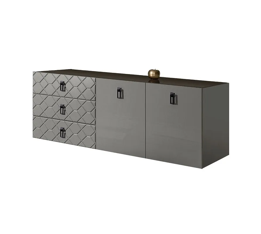 Комод 1.6м Bogemia Fly Farfalle (Серый) (Lakobel/Черный) БМКМ-4