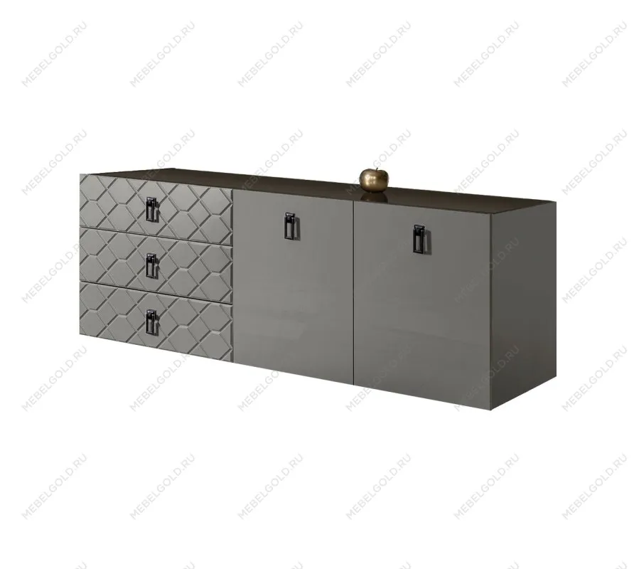 Комод 1.6м Bogemia Fly Farfalle (Серый) (Lakobel/Черный) БМКМ-4