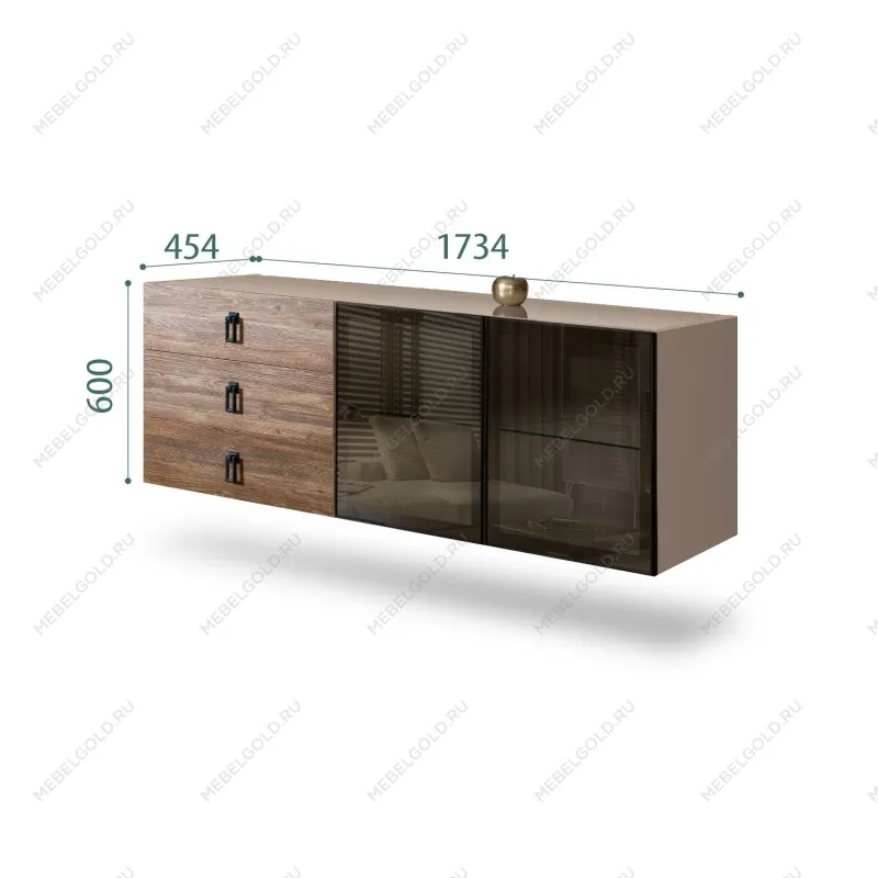 Комод 1.6м Bogemia Fly Wood Fa (Мокка) (Lakobel/Черный) БМКМ-4[5]